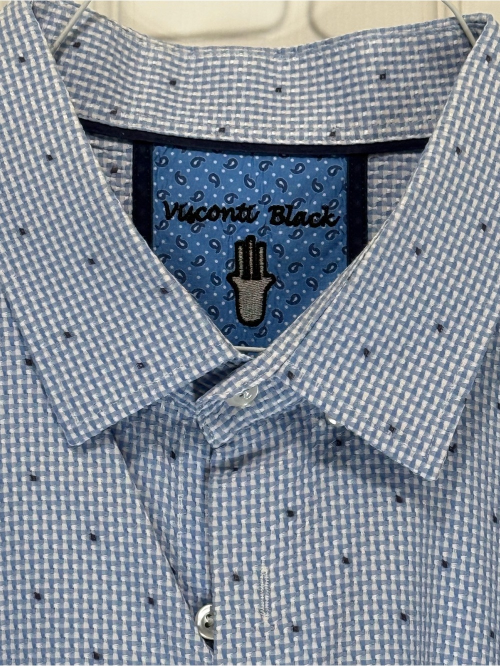 Visconti Black Light Blue Men's Patterned Dress Shirt